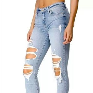 EUNINA JUDE MID RISE SKINNY ANKLE LIGHT JEANS